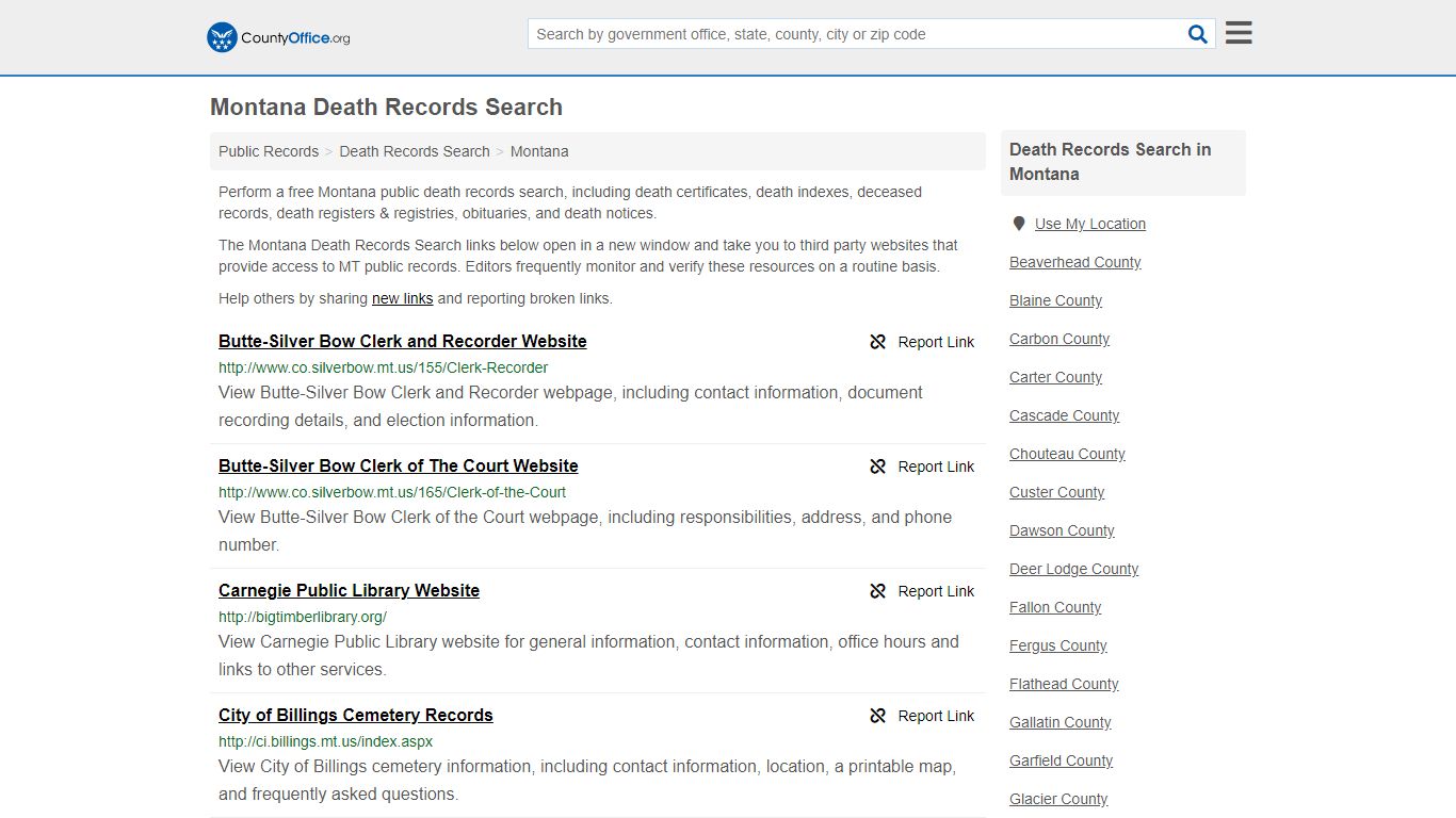 Death Records Search - Montana (Death Certificates & Indexes)